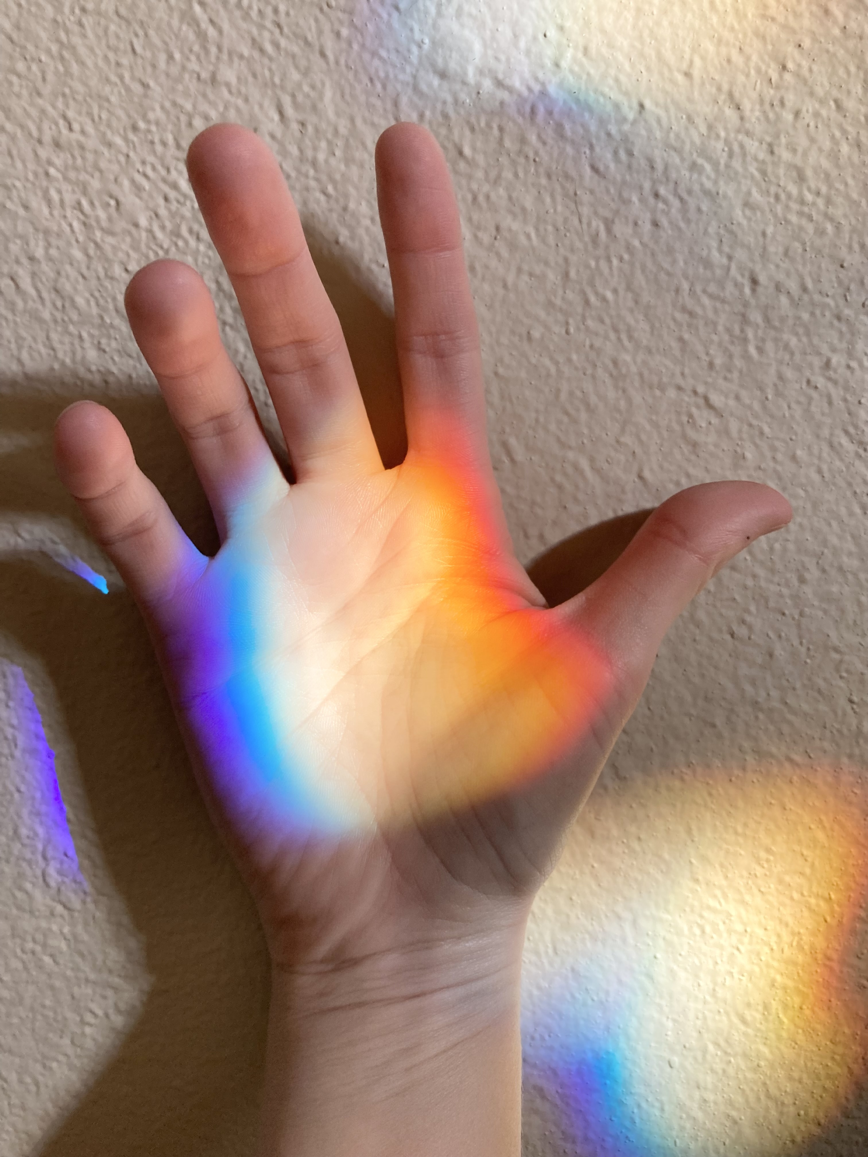 a hand with a rainbow